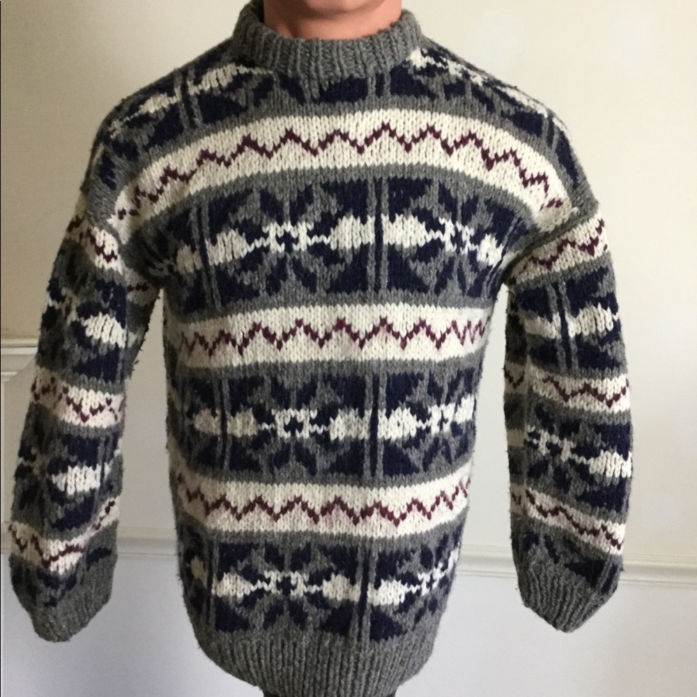 Hand made Native American Sweater, 100% wool m/l - Picture 3 of 8